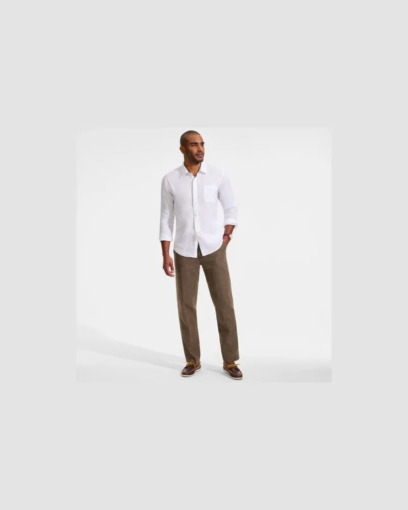 Lands' End Classic Fit Business-Hose aus Leinenmix, Herren, Größe regular, Braun, Leinen/Baumwoll-Mischung/Viskose-Mischung, by Braun