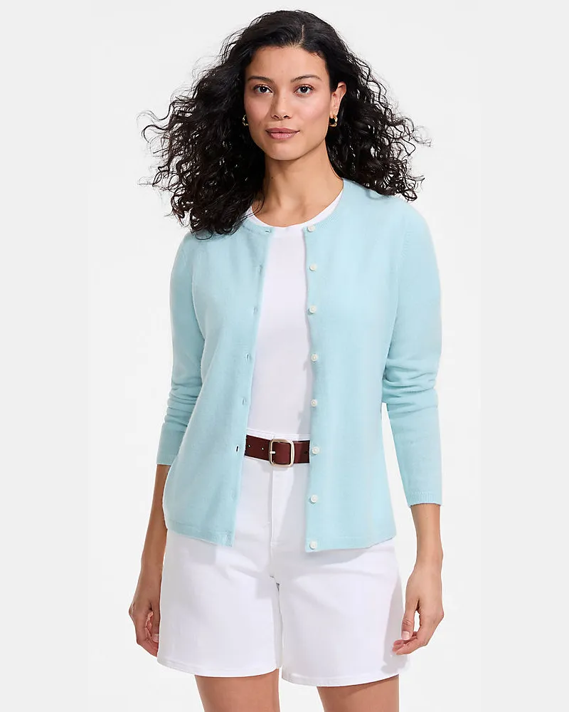 Lands' End Kaschmir-Cardigan mit rundem Ausschnitt, Damen, Größe regular, Blau, Kaschmir, by Blau