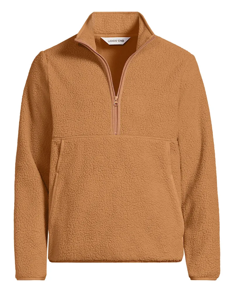 Lands' End Teddy-Pullover mit Reißverschluss, Herren, Größe regular, Beige, Polyester, by Beige