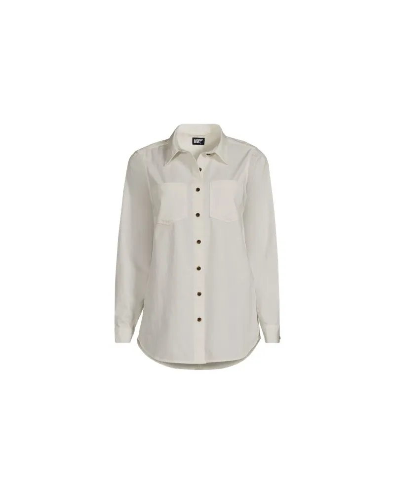 Lands' End Denim-Bluse, Damen, Größe:40-42 regular, Weiß, Baumwolle, by Weiß