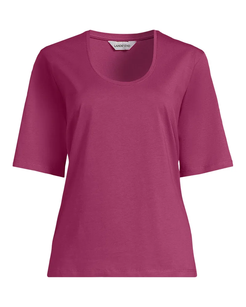 Lands' End Supima Rundhalsshirt, Damen, GrÃ¶ÃŸe plus, Pink, Baumwolle, by Pink