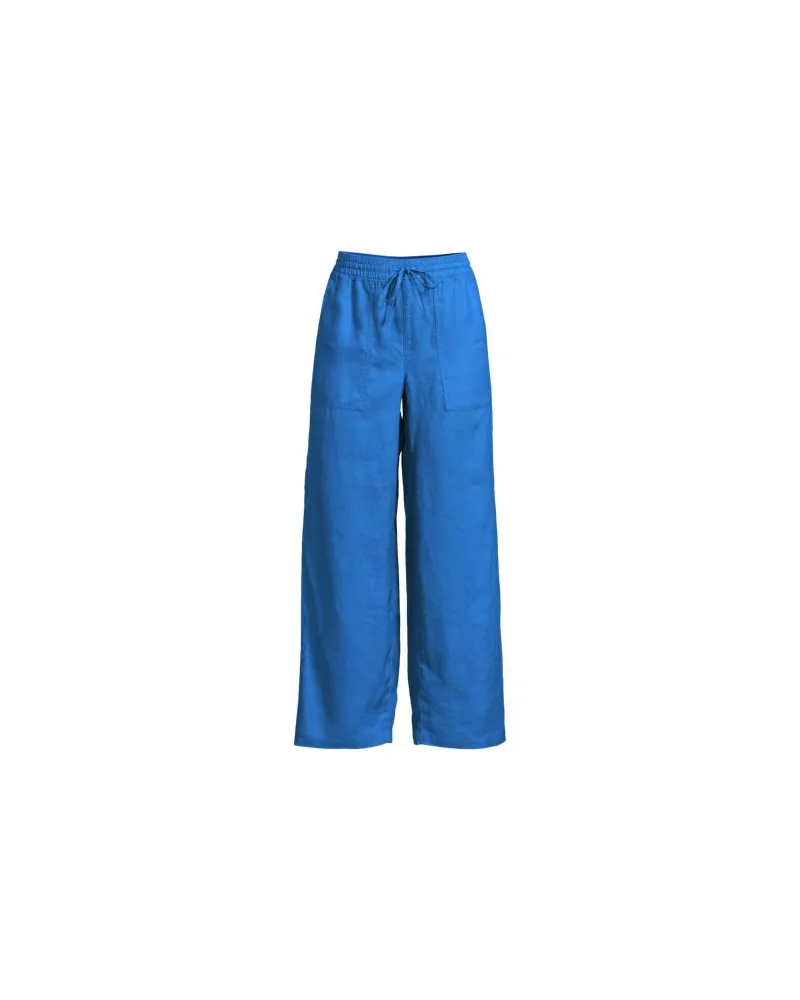 Lands' End Weite 7/8-Leinenhose mit Dehnbund, Damen, Größe:40-42 petite, Blau, Leinen, by Blau