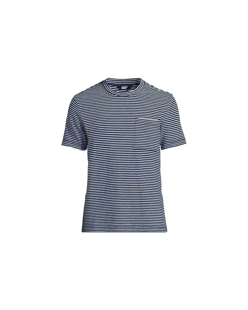 Lands' End Kurzarm-Shirt aus Baumwoll-/Leinenmix, Herren, Größe:44-46 regular, Blau, Baumwolle/Leinen, by Blau