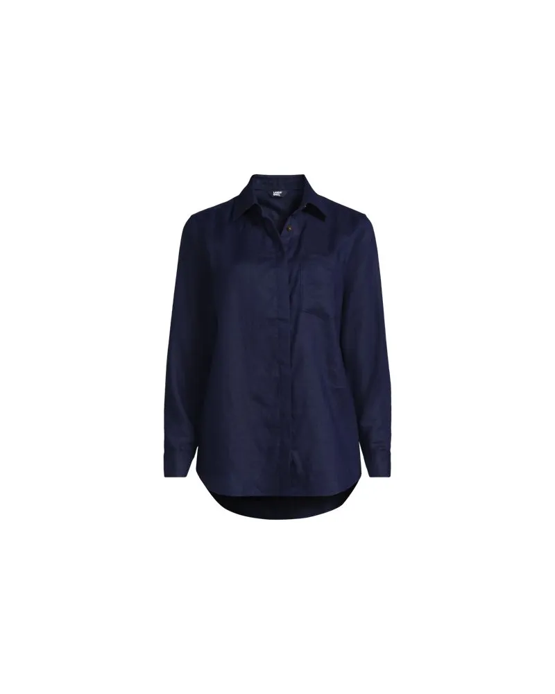Lands' End Leinenbluse, Damen, Größe:40-42 regular, Blau, Leinen, by Blau