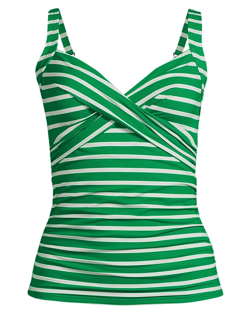 Lands' End Tankinitop CHLORRESISTENT mit V-Ausschnitt Gemustert, Damen, Größe plus, Grün, Nylon-Mischung, by Grün