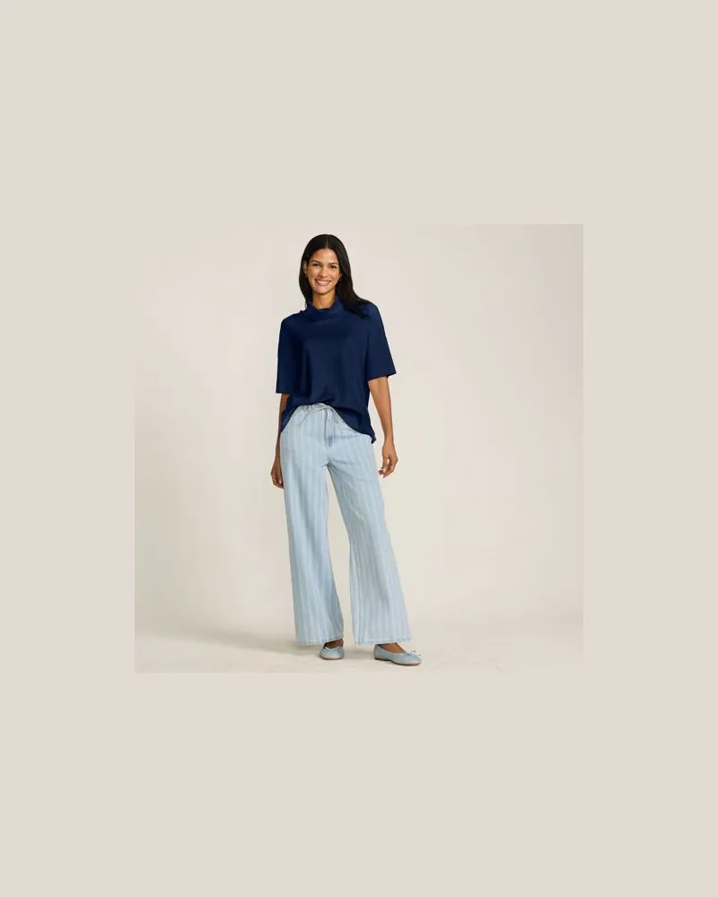 Lands' End Gemusterte Jeans mit weitem Bein High Waist, Damen, Größe regular, Blau, by Blau