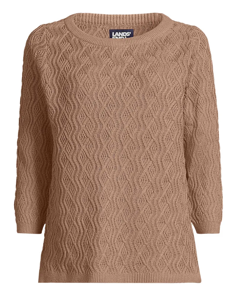 Lands' End Pullover aus Leinenmix, Damen, Größe petite, Braun, Baumwolle/Leinen/Baumwoll-Mischung, by Braun