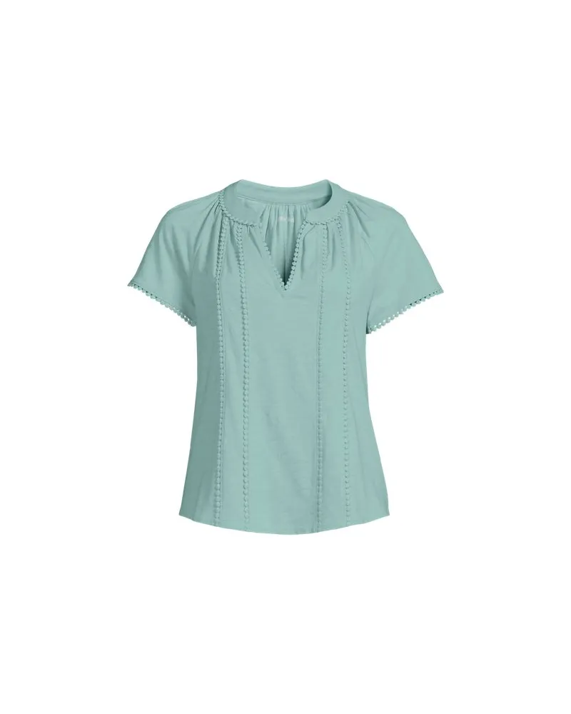Lands' End Flammgarn-Shirt mit Tunika-Ausschnitt, Damen, Größe plus, Grün, Baumwolle, by Grün