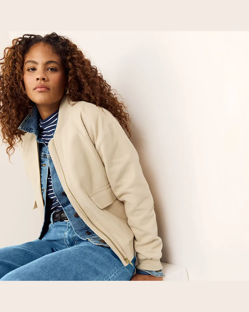 Lands' End Baumwoll-Bomberjacke, Damen, Größe regular, Weiß, Baumwolle, by Weiß