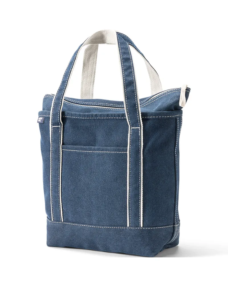 Lands' End Mittelgroße Denim-Canvastasche mit Reißverschluss, Damen, Größe:null regular, Blau, Baumwolle, by Blau