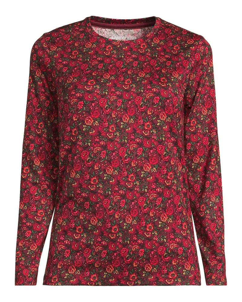 Lands' End Supima-Shirt, Langarm, Damen, Größe regular, Rot, Baumwolle, by Rot