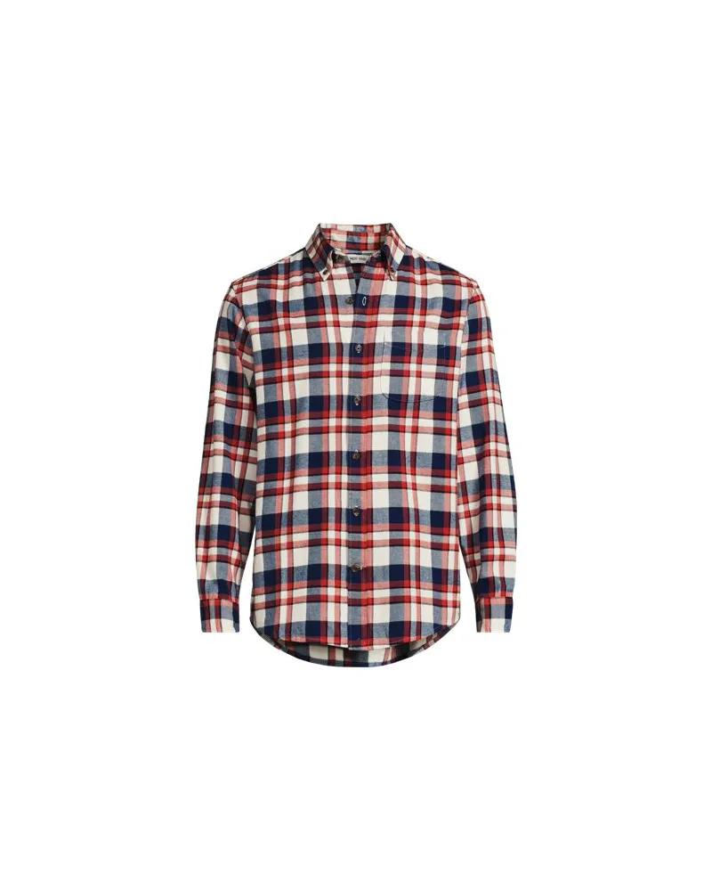 Lands' End Flanellhemd Flagship, Classic Fit, Herren, Größe:52-54 regular, Blau, Baumwolle/Baumwoll-Mischung/Polyester-Mischung, by Blau