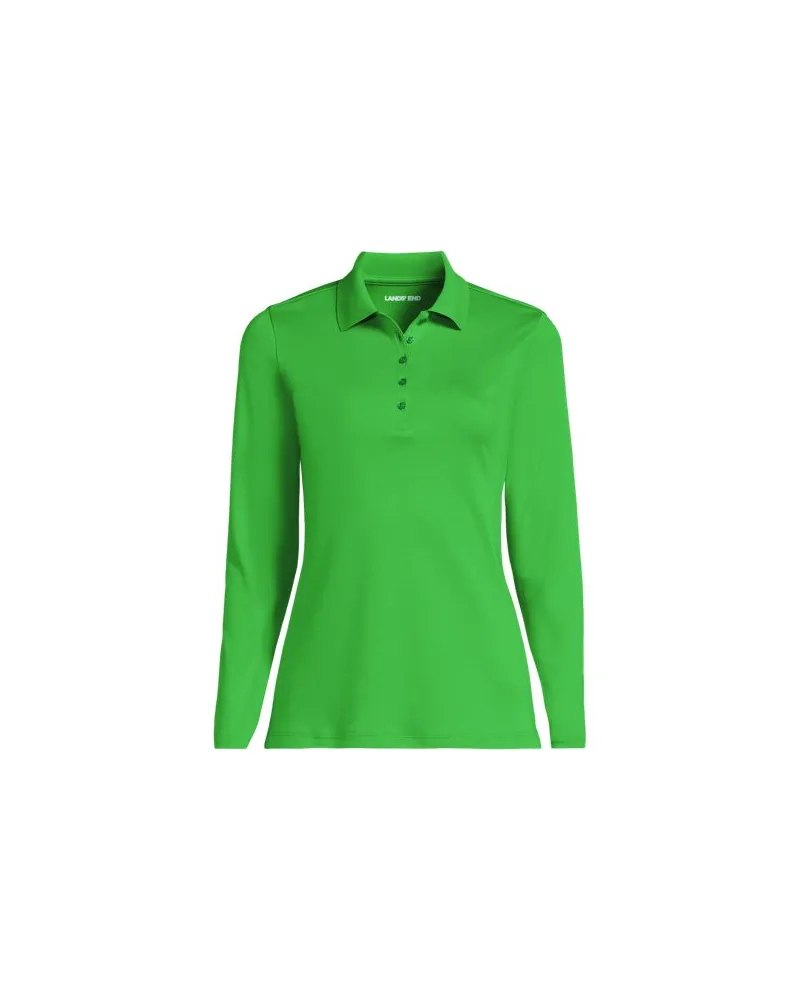 Lands' End Supima-Poloshirt mit langen Ärmeln, Damen, Größe:32-34 regular, Grün, Baumwolle, by Grün