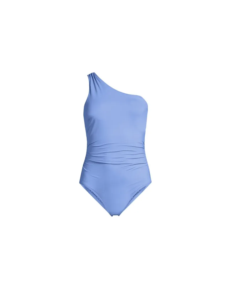 Lands' End Asymmetrischer Badeanzug mit Raffungen, Damen, Größe regular, Blau, Nylon-Mischung, by Blau