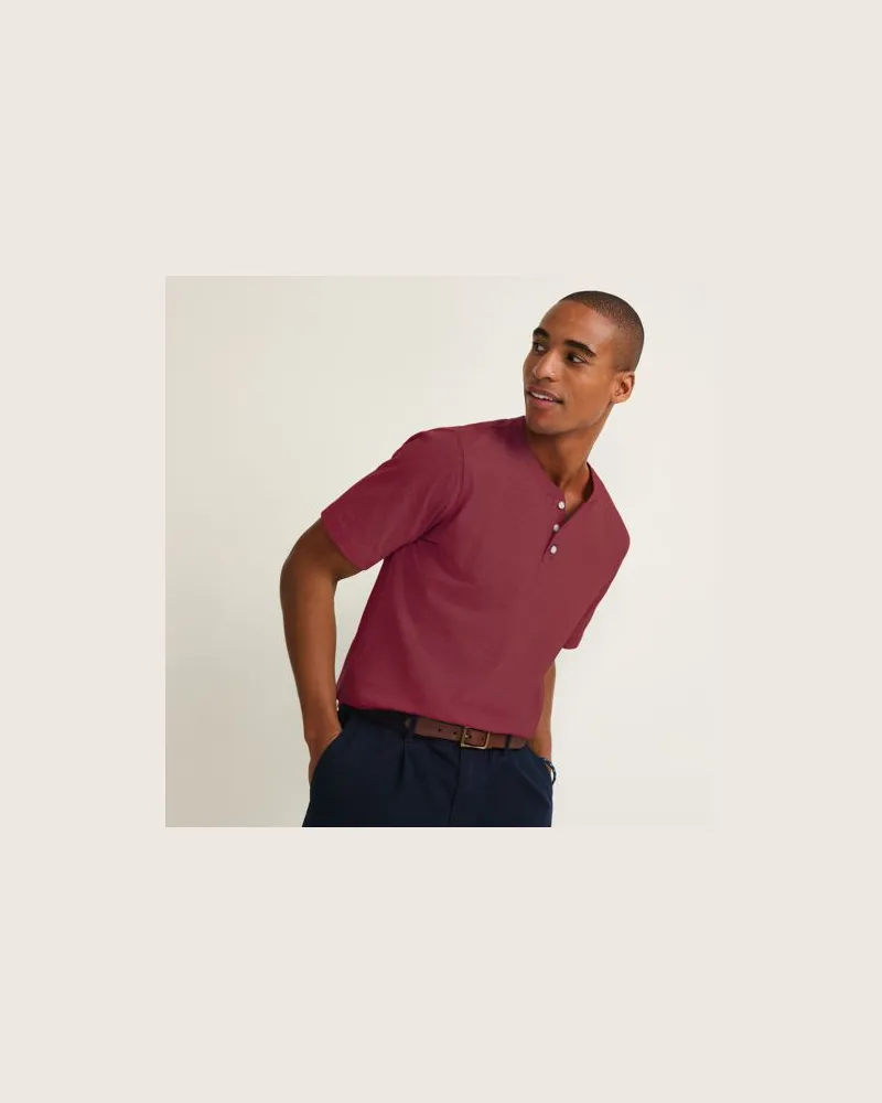 Lands' End Kurzarm-Super-T Henleyshirt, Herren, Größe:56-58 regular, Braun, Baumwolle, by Braun