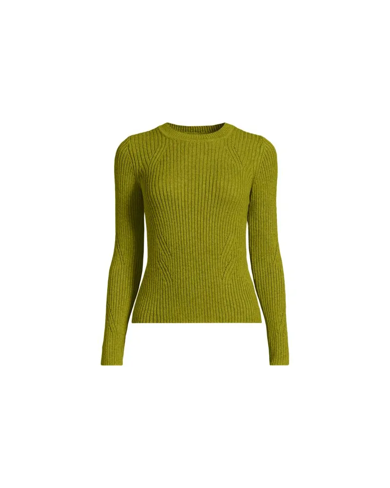 Lands' End Rippstrick-Pullover aus Baumwollmix, Damen, Größe regular, Grün, Polyacryl/Viskose/Baumwoll-Mischung, by Grün