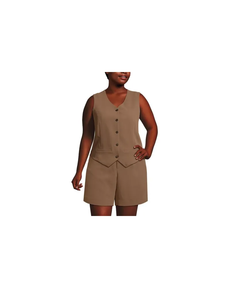 Lands' End Weste aus Crêpe, Damen, Größe plus, Braun, Polyester, by Braun