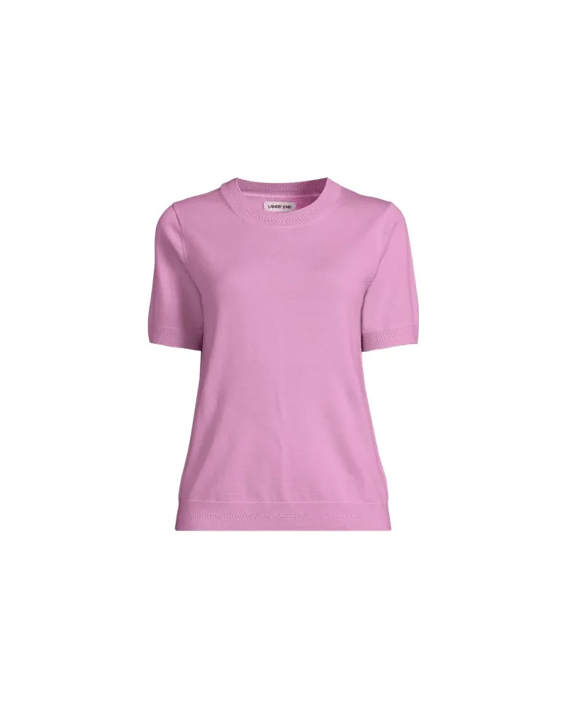 Lands' End Merinopullover mit kurzen Ärmeln, Damen, Größe:32-34 regular, Pink, Wolle, by Pink