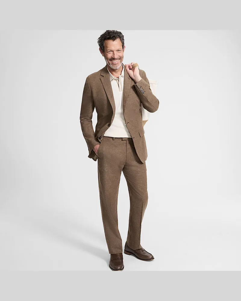 Lands' End Classic Fit Business-Hose aus Leinenmix, Herren, Größe regular, Braun, Leinen/Baumwoll-Mischung/Viskose-Mischung, by Braun
