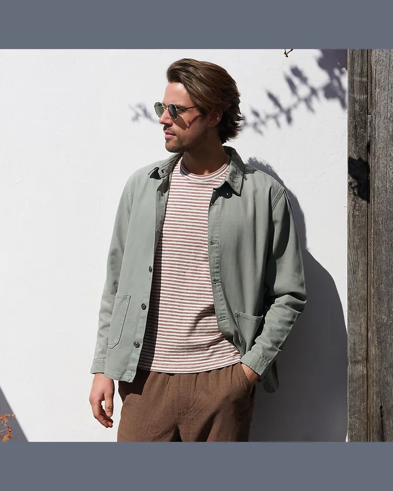 Lands' End Soft Comfort Hemdjacke im Leinenmix, Herren, Größe regular, Grün, Baumwolle/Leinen/Baumwoll-Mischung, by Grün