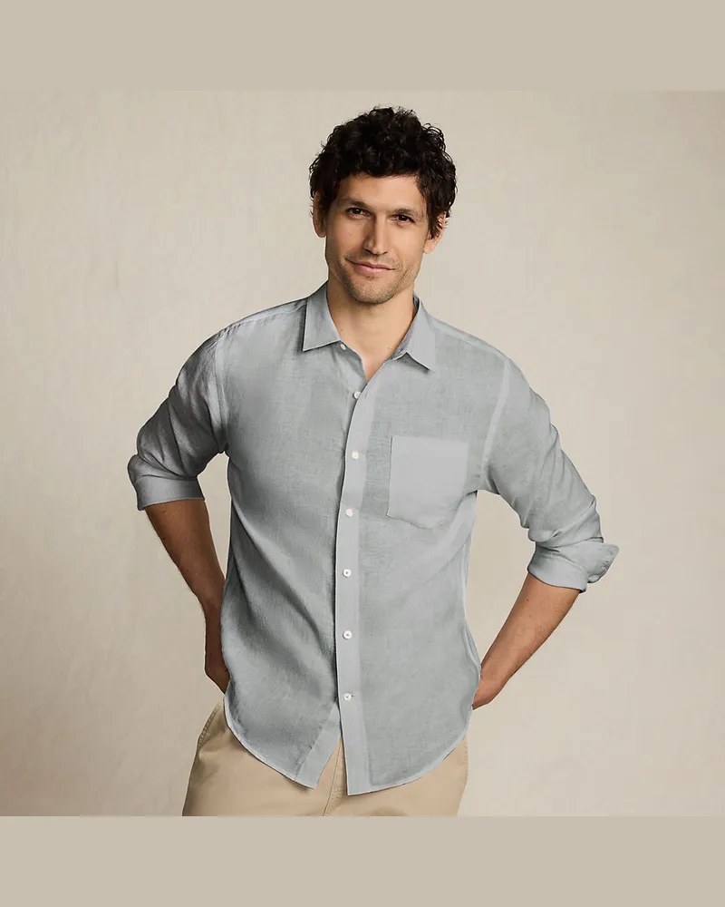 Lands' End Premium Reinleinen-Hemd, Herren, Größe regular, Grün, Leinen, by Grün
