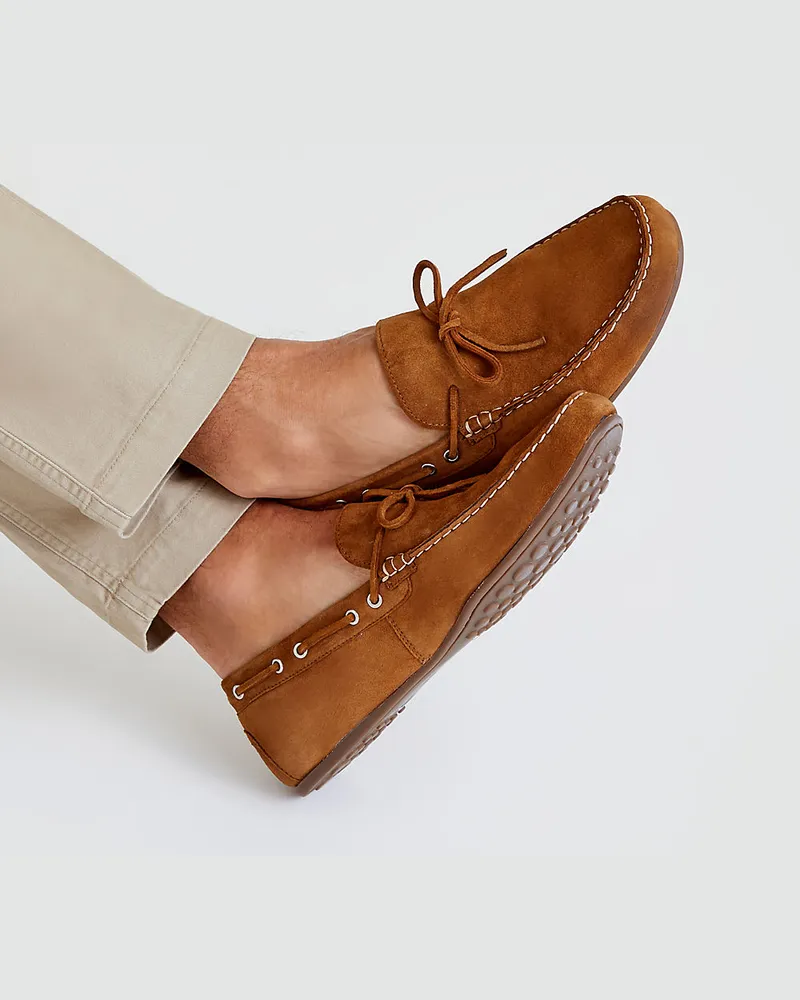 Lands' End Veloursleder-Loafer im Autoschuh-Design, Herren, Größe regular, Braun, Rauleder, by Braun