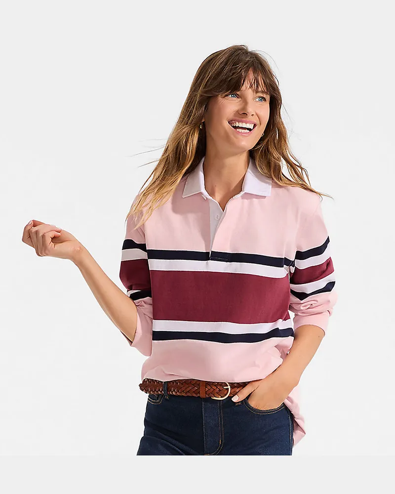 Lands' End Rugbyshirt, Classic Fit, Herren, Größe regular, Pink, Baumwolle, by Pink