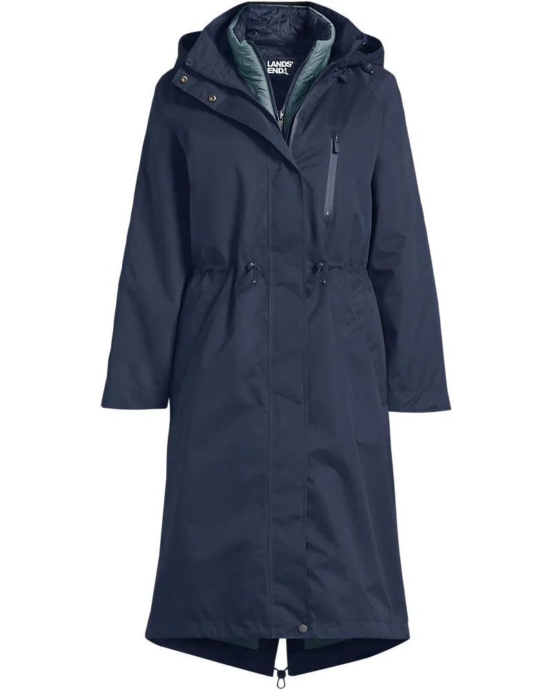 Lands' End Wasserdichter 4-in-1-Regenmantel, Damen, Größe regular, Blau, Nylon, by Blau