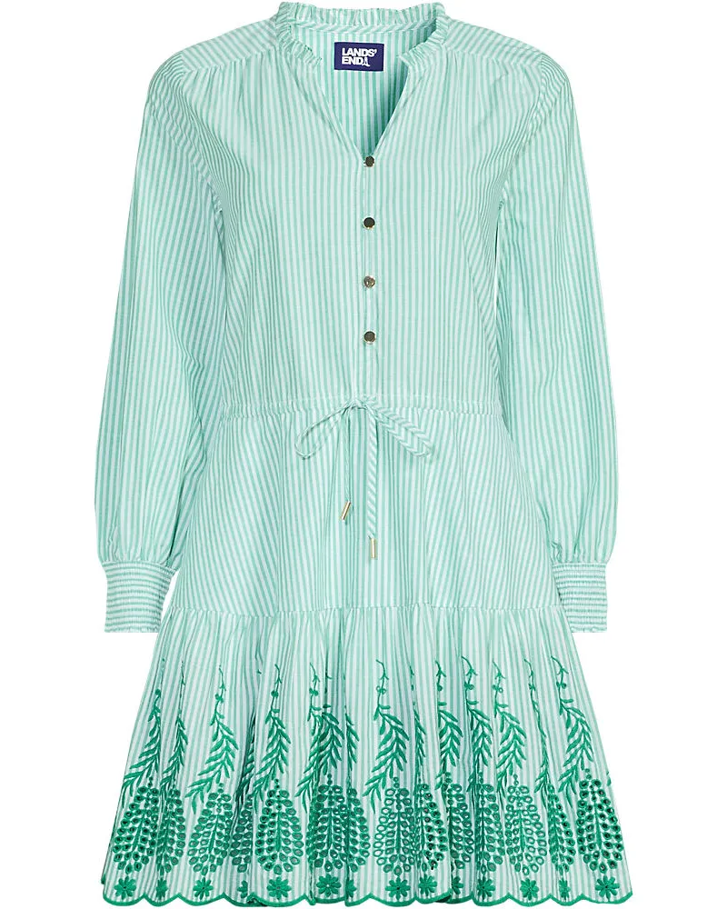 Lands' End Minikleid mit Lochstickerei, Damen, Größe plus, Grün, Baumwolle, by Grün