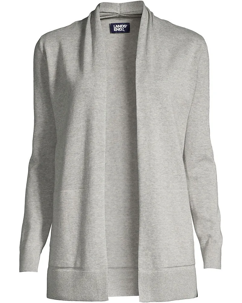 Lands' End Offener Cardigan, Damen, Größe plus, Grau, Baumwolle, by Grau