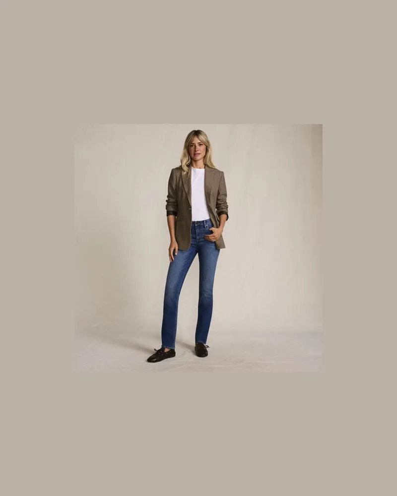 Lands' End Karierter Blazer, Damen, Größe regular, Beige, Polyester/Viskose/Polyester-Mischung, by Beige