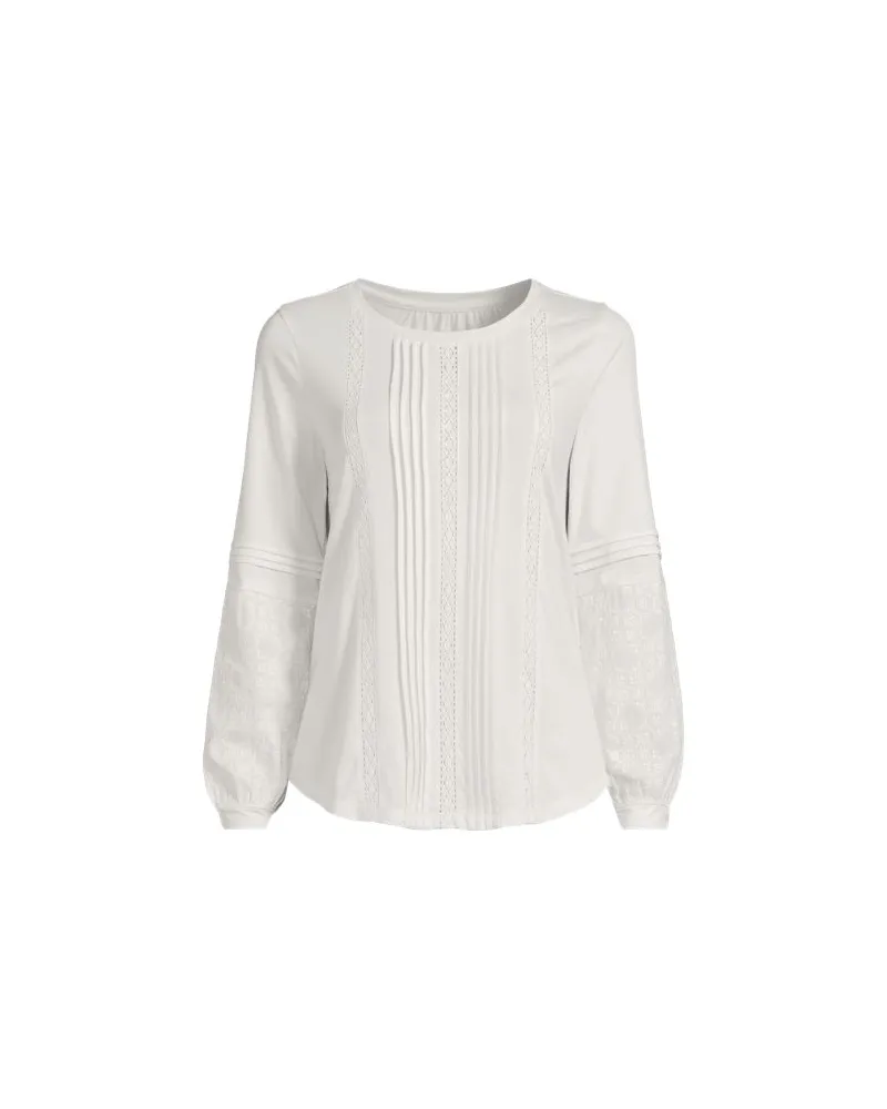 Lands' End Biesenshirt aus Baumwoll/Modalmix, Damen, Größe regular, Weiß, Baumwoll-Mischung/Viskose-Mischung, by Weiß