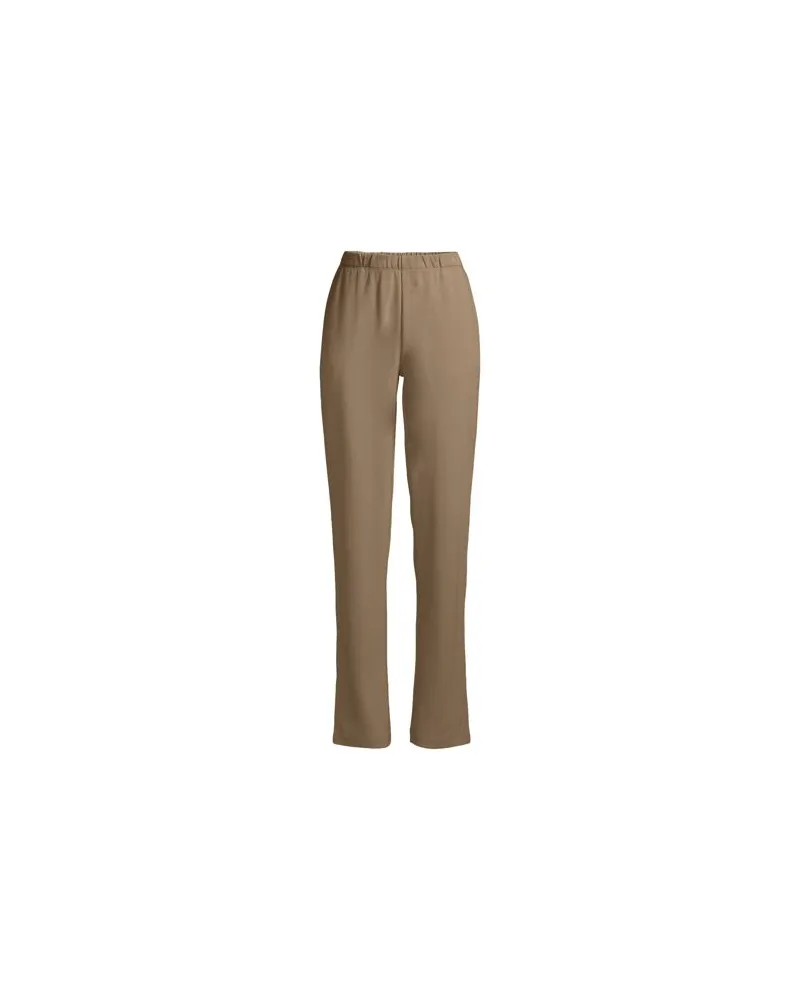 Lands' End Straight Fit Freizeithose SPORT KNIT, Damen, Größe plus, Beige, Baumwolle, by Beige