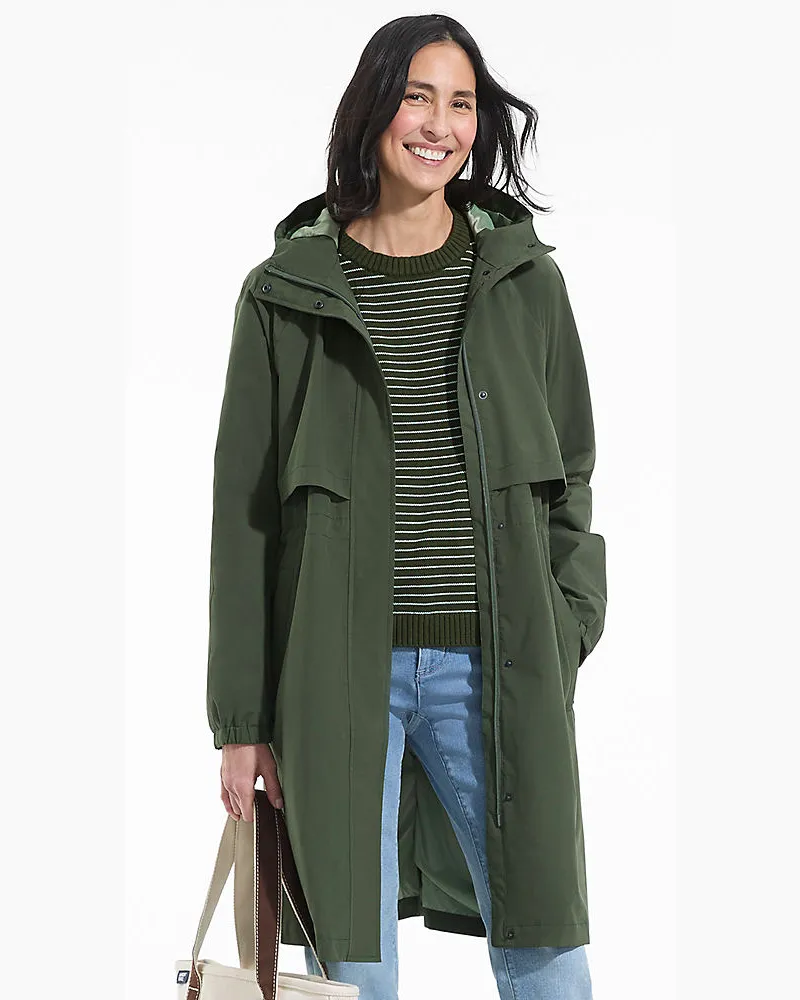 Lands' End Verstaubarer wasserdichter Squall Regenmantel, Damen, Größe regular, Grün, Polyester, by Grün