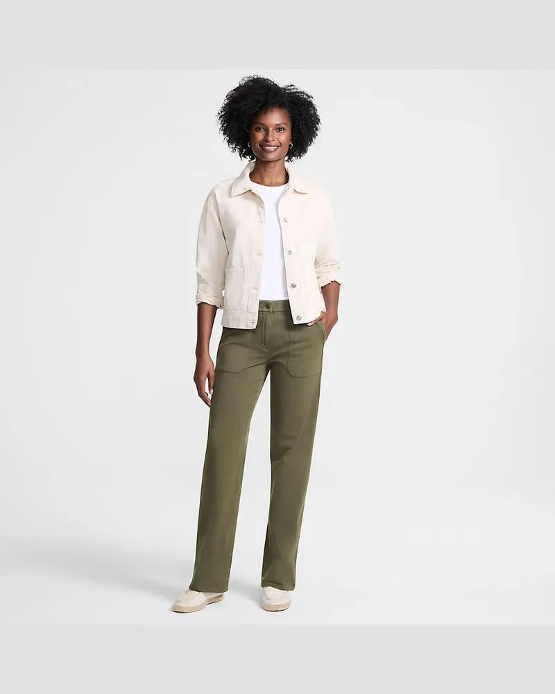 Lands' End Lange Chino-Hose Mid Waist, Damen, Größe:34 regular, Grün, Baumwolle/Lyocell (Viskose)/Baumwoll-Mischung, by Grün