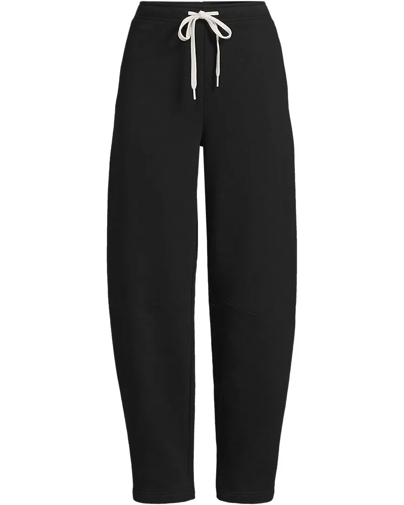 Lands' End Serious Sweats High Waist Barrel-Jogginghose, Damen, Größe regular, Schwarz, Baumwoll-Mischung/Polyester-Mischung, by Schwarz