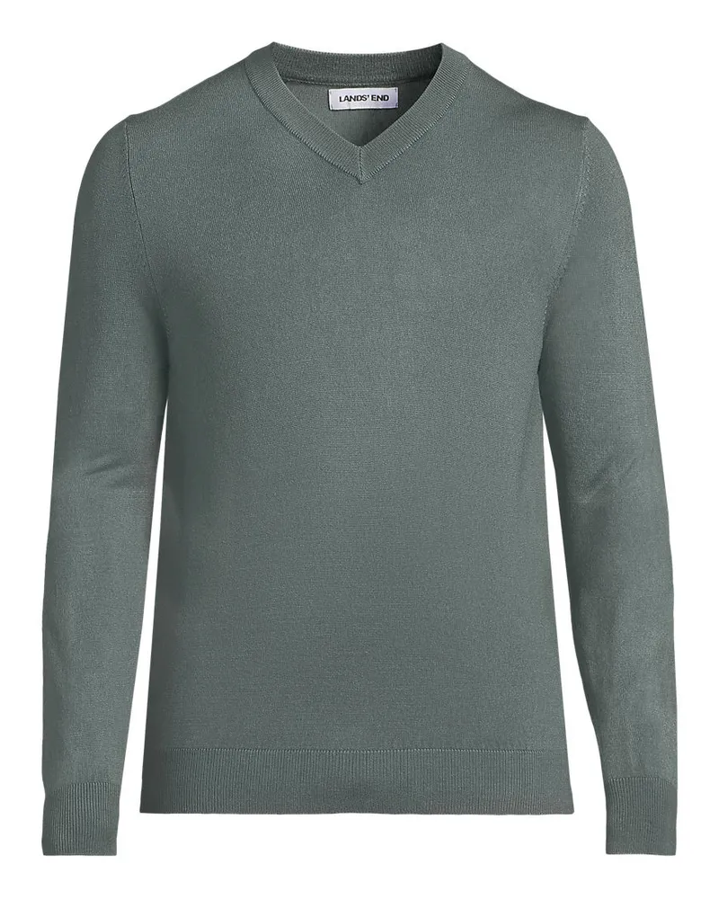 Lands' End CashTouch Feinstrick-Pullover, Herren, GrÃ¶ÃŸe regular, GrÃ¼n, Polyester, by Grã¼n