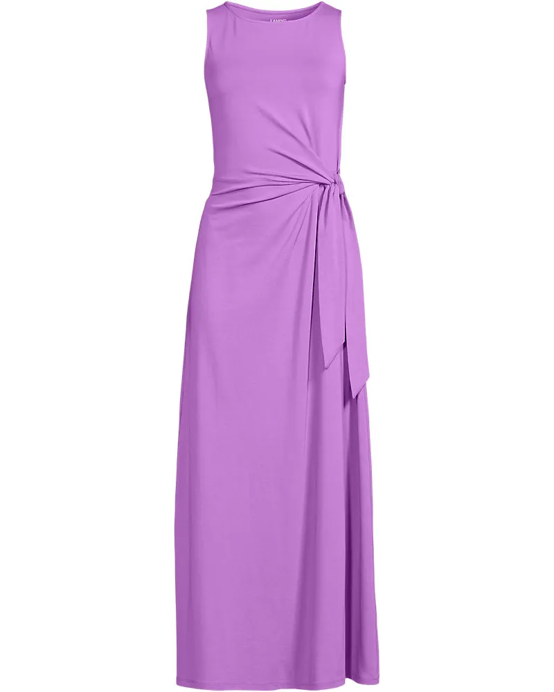 Lands' End Maxikleid aus Baumwolle/Modal mit Bindeband, Damen, Größe regular, Pink, Elasthan/Baumwoll-Mischung/Synthetic-blend, by Pink