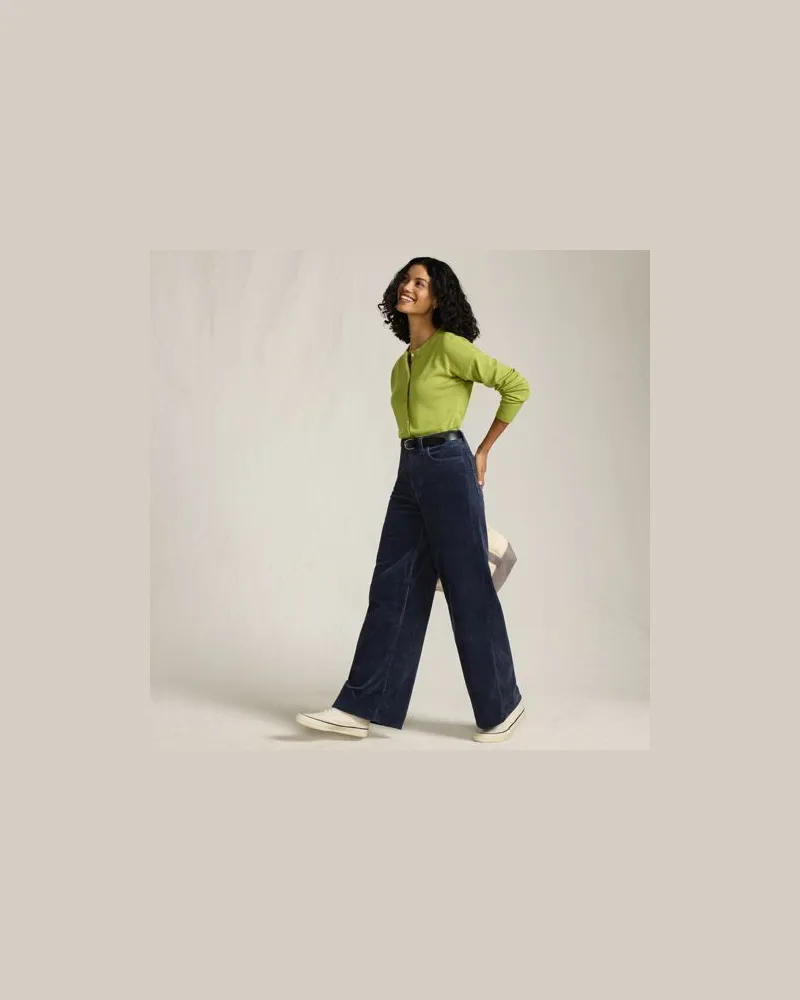 Lands' End Breitcord-Hose High Waist mit weitem Bein, Damen, Größe:34 petite, Blau, Baumwoll-Mischung, by Blau