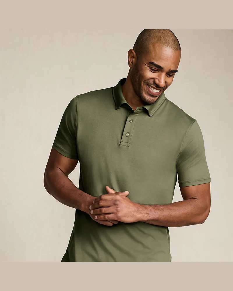 Lands' End Performance-Poloshirt, Herren, Größe regular, Grün, Elasthan/Polyester-Mischung, by Grün