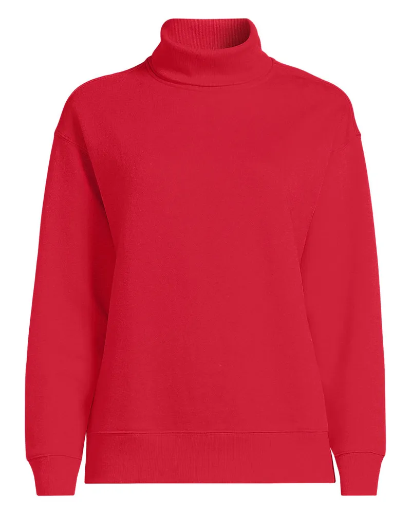 Lands' End Serious Sweats Rollkragenpullover, Damen, Größe regular, Rot, Baumwoll-Mischung/Polyester-Mischung, by Rot