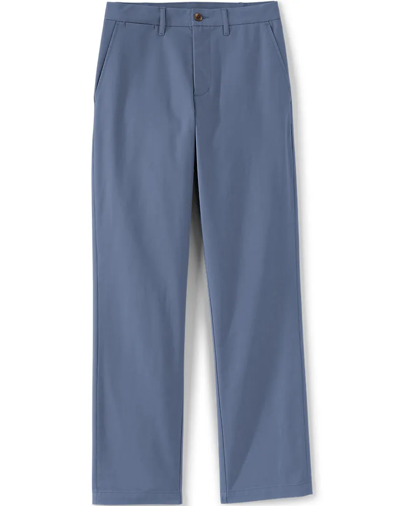 Lands' End Travel Straight Fit Chinohose mit Komfortbund, Herren, Größe regular, Blau, Baumwoll-Mischung/Polyester-Mischung, by Blau