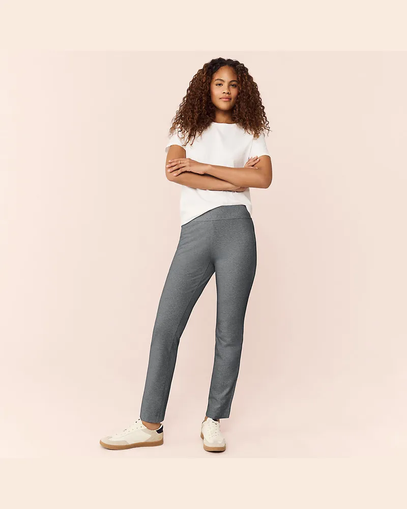 Lands' End Schmale Starfish Jersey-Freizeithose, Damen, Größe regular, Grau, Elasthan/Baumwoll-Mischung, by Grau