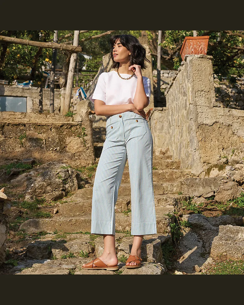 Lands' End Weite 7/8-Chinos, Damen, Größe regular, Blau, Baumwolle/Lyocell (Viskose)/Baumwoll-Mischung, by Blau