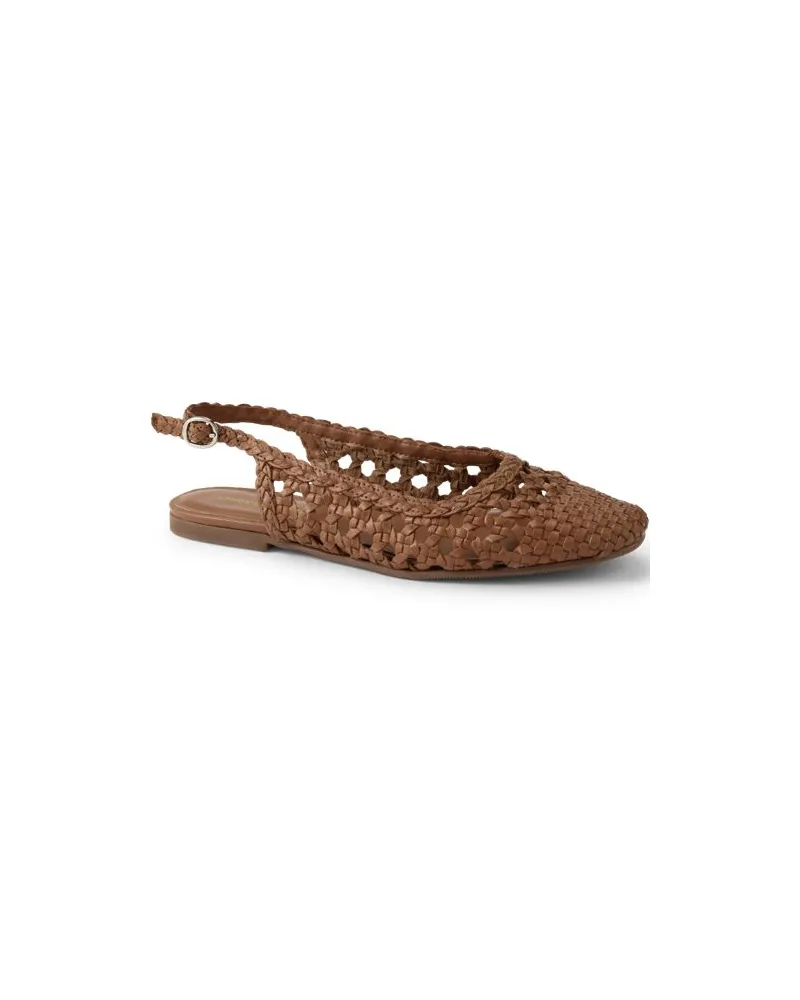 Lands' End Slingback-Sandalen, Damen, Größe regular, Beige, Leder, by Beige