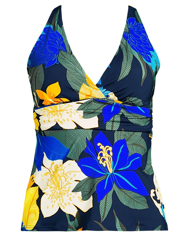 Lands' End Tankinitop mit V-Ausschnitt, Damen, Größe plus, Blau, Nylon-Mischung, by Blau