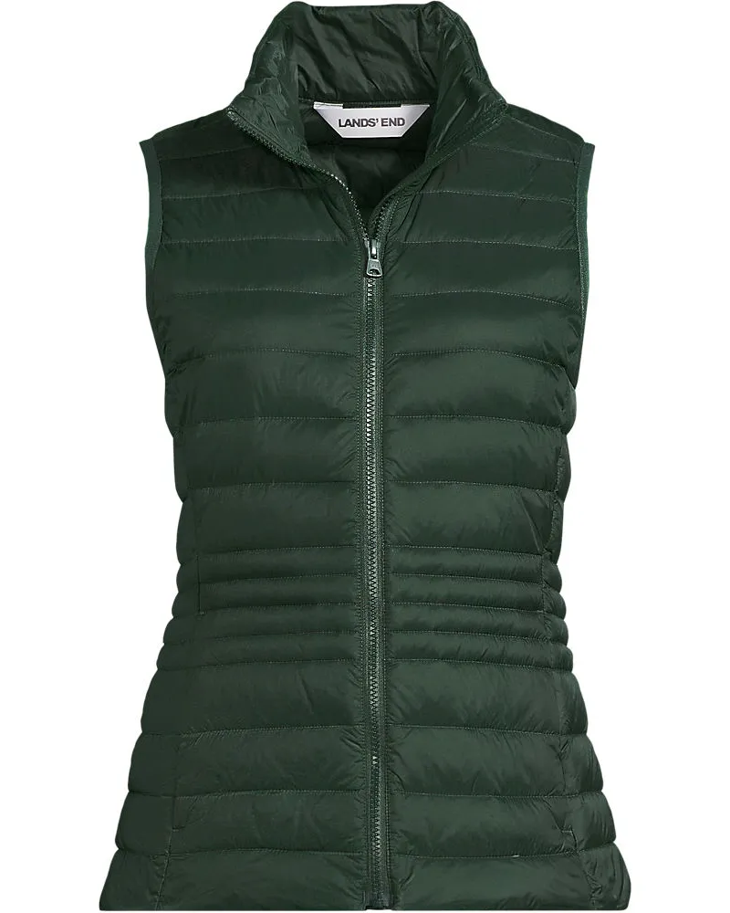 Lands' End Daunenweste WANDERWEIGHT Verstaubar Ultraleicht, Damen, Größe regular, Grün, Nylon, by Grün