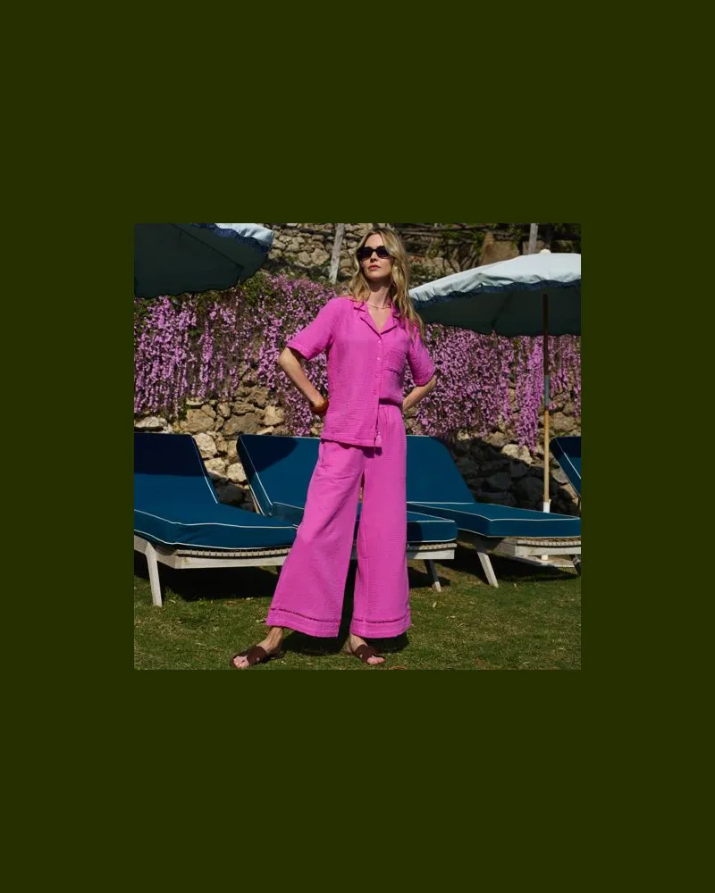 Lands' End 7/8-Schlupfhose aus Musselin, Damen, Größe regular, Pink, Baumwolle, by Pink