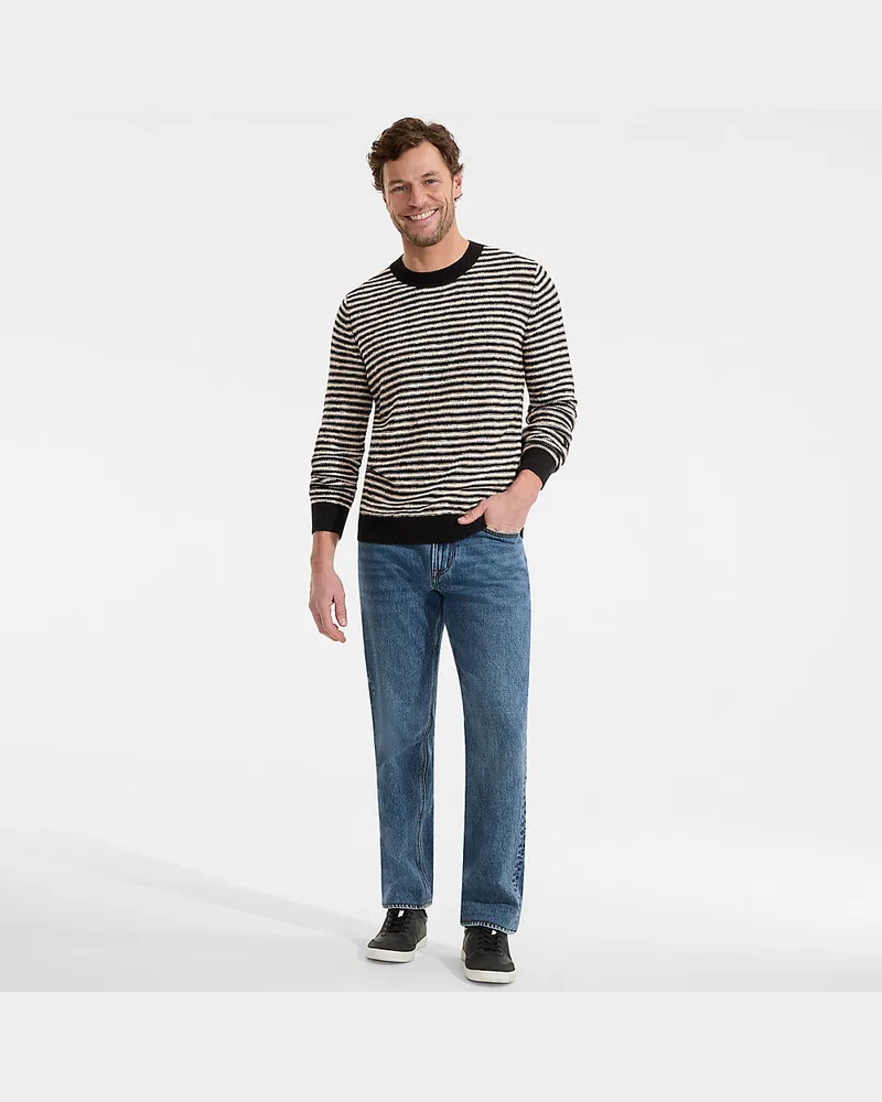 Lands' End Pullover aus Leinenmix, Herren, Größe regular, Schwarz, Baumwolle/Leinen/Nylon, by Schwarz