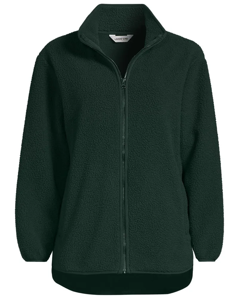 Lands' End Teddyfleece-Jacke mit Reißverschluss, Damen, Größe plus, Grün, Polyester, by Grün